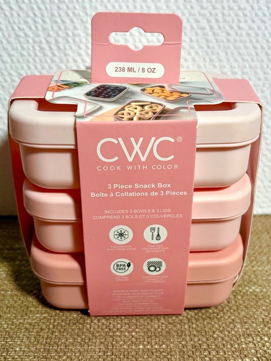 CWC Other - CWC Cook With Color 3-Piece Pink Snack Box Set